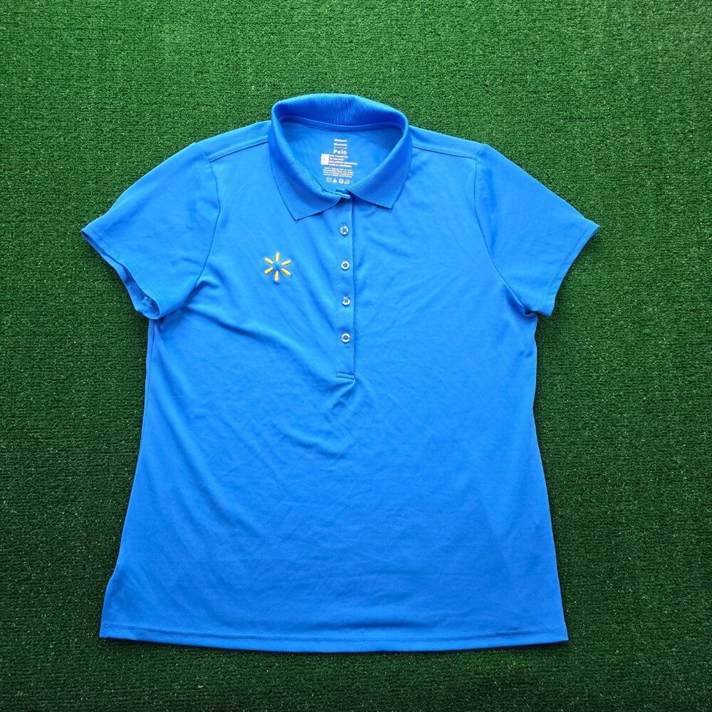 Walmart Polo Shirt Womens Large Blue Short‎ Sleeve Employee Uniform Work Wear
